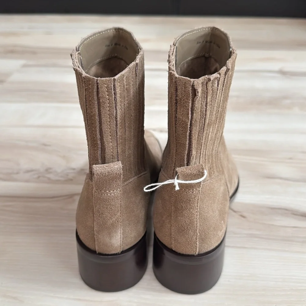 Dolce Vita Linny H2O Waterproof Leather Bootie Taupe Suede Ankle Boots Size 8